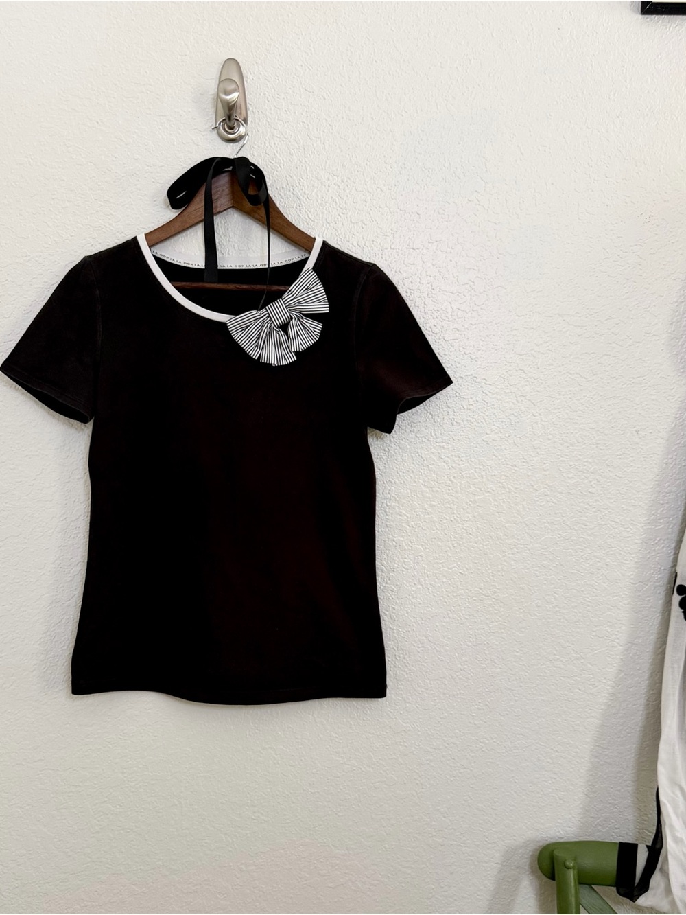 Kate Spade Bow Stripe Tee Black White Size Medium